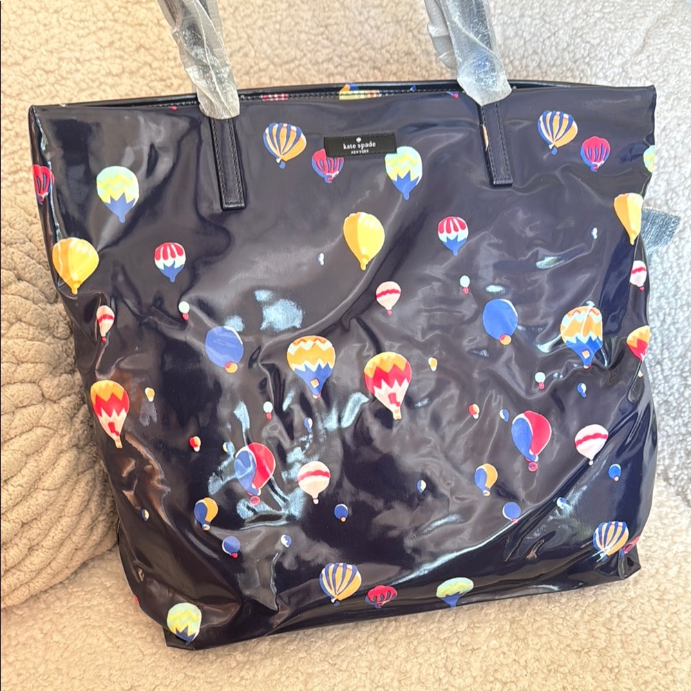 Kate Spade Black Bon Shopper with Balloon Design